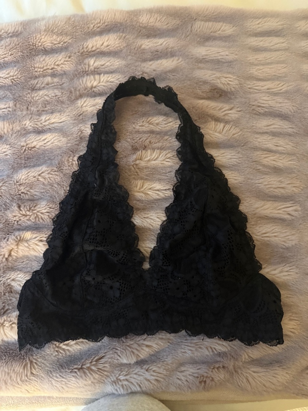 Free People Black Lace Halter Bralette